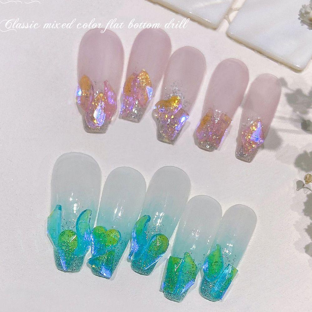 Mxbeauty Aurora Nail Art Rhinestones Wanita Warna-Warni Berbentuk Tidak Teratur Hiasan Kuku Bintang Berbentuk Perhiasan Kuku 3D