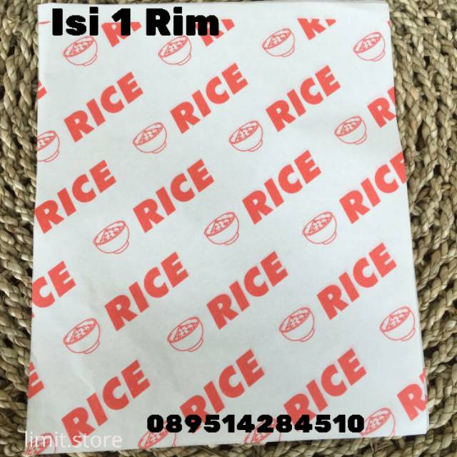 

Kertas Nasi KFC Logo Rice Merah Food Grade Paper Wrap Laminasi 27x22 Kemasan 500 lembar