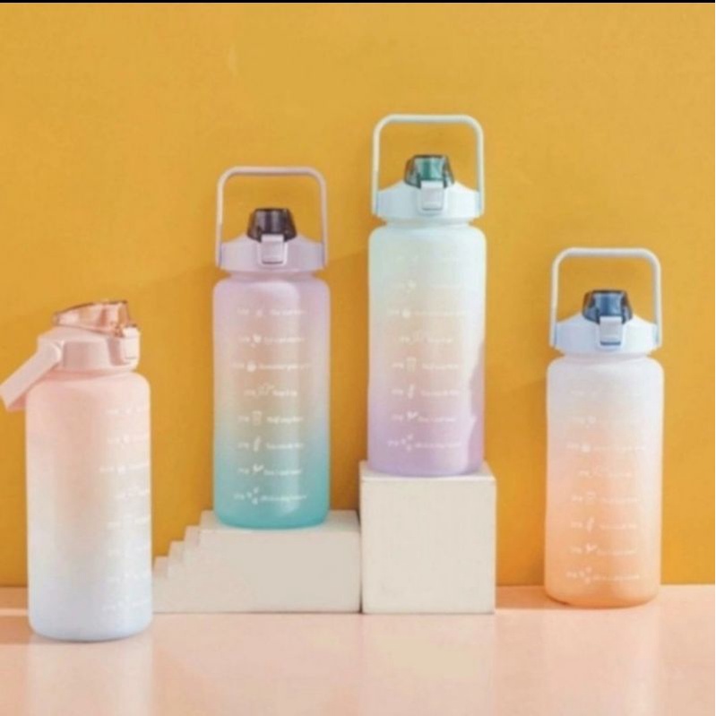 BOTOL MINUM MOTIFASI 1 LITER DENGAN PENANDA WAKTU BPA FREE ANTI TUMPAH BOTOL MINUM VIRAL