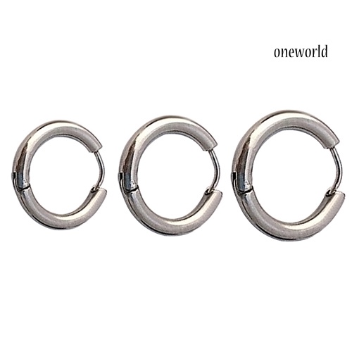 OW@ 1Pc 16/21/23mm Gothic Punk Simple Titanium Steel Hoop Earring Piercing Earring