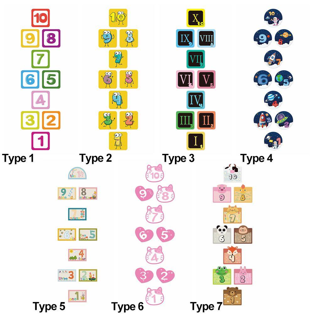 R-bunga Hopscotch Permainan Perekat Diri Dekorasi Rumah Pembibitan Decals Kartun Angka Grids