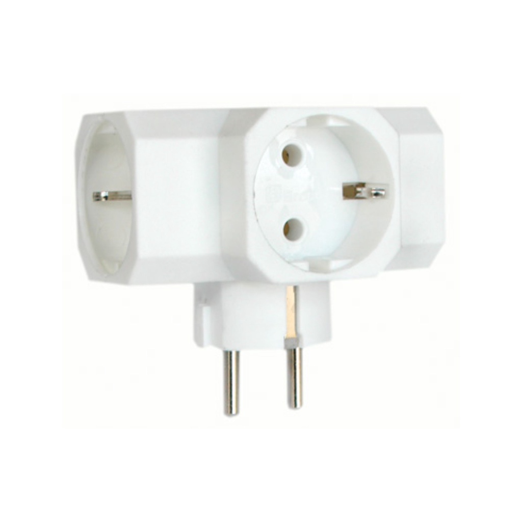 BROCO 13830 STD 3-Way Adapter Plug White - Steker T Arde