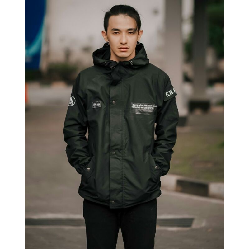 GENIOUS Jaket Casual Jaket Pria Jaket Parasut Jaket Outdoor Full Hitam Genetic