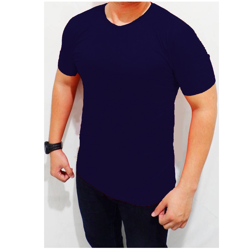 Baju fitnes gym pria polos navy Kaos Olahraga Pria