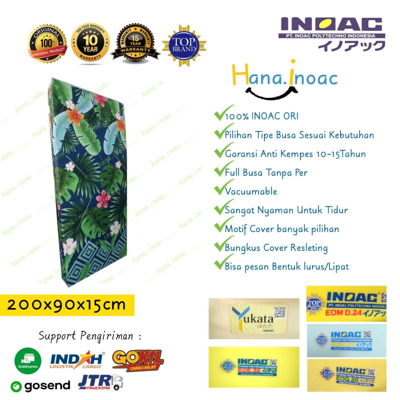 Kasur INOAC Single uk 90x200x15cm Garansi Anti Kempes 10-15 Tahun
