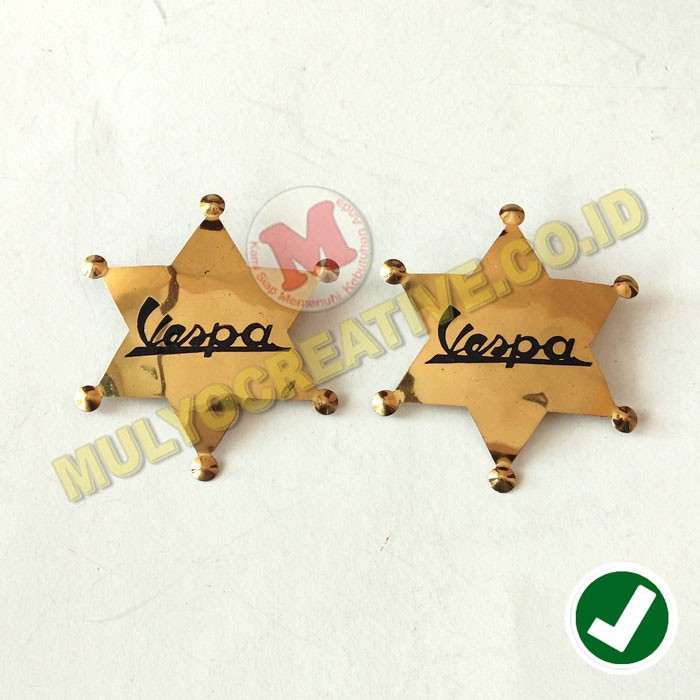 Lencana Logo Vespa Bahan Logam Kuningan - Pin Ukuran 7X6 Cm