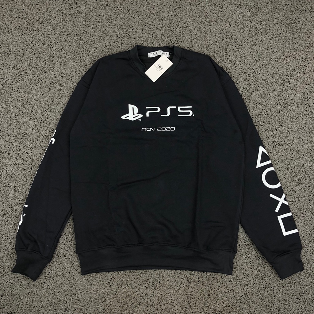 JAKET SWEATER CREWNECK BALENCIAGA X PLAYSTATION 5 HITAM PREMIUM AUTHENTIC BESTSELLER