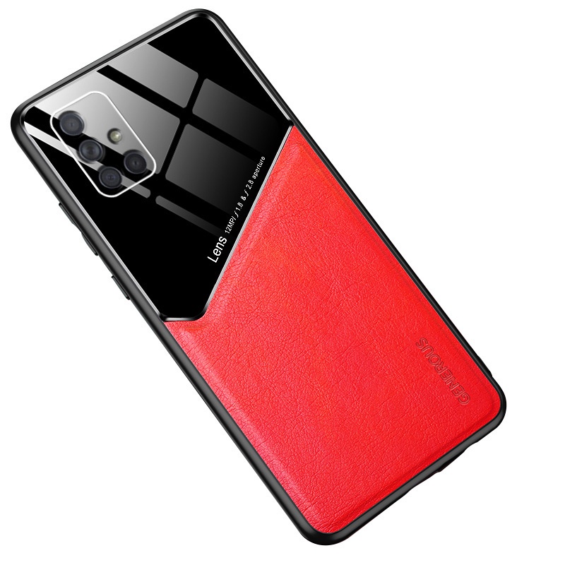 Lenuo Leather Casing For Samsung Galaxy A71 A51 A41 A31 A21S A11 Case Luxury Business Style Anti-fingerprint Phone Back Cover-red