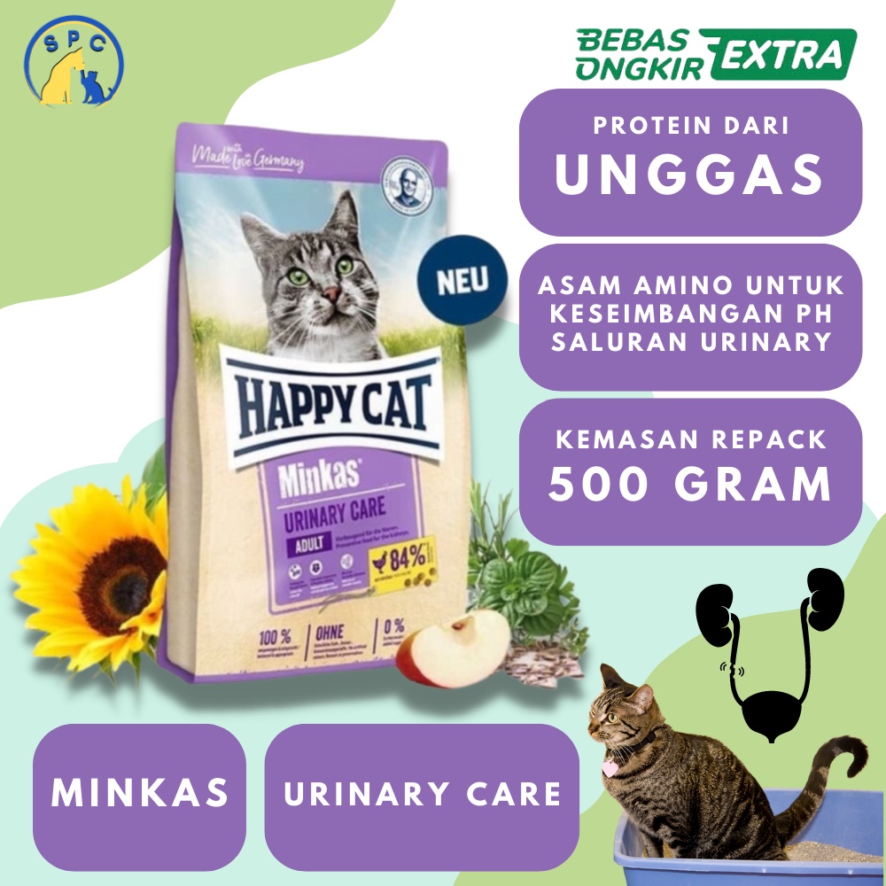 Minkas Urinary Happy Cat Food Makanan Kucing untuk Gangguan Kencing Kucing repack 500 Gram