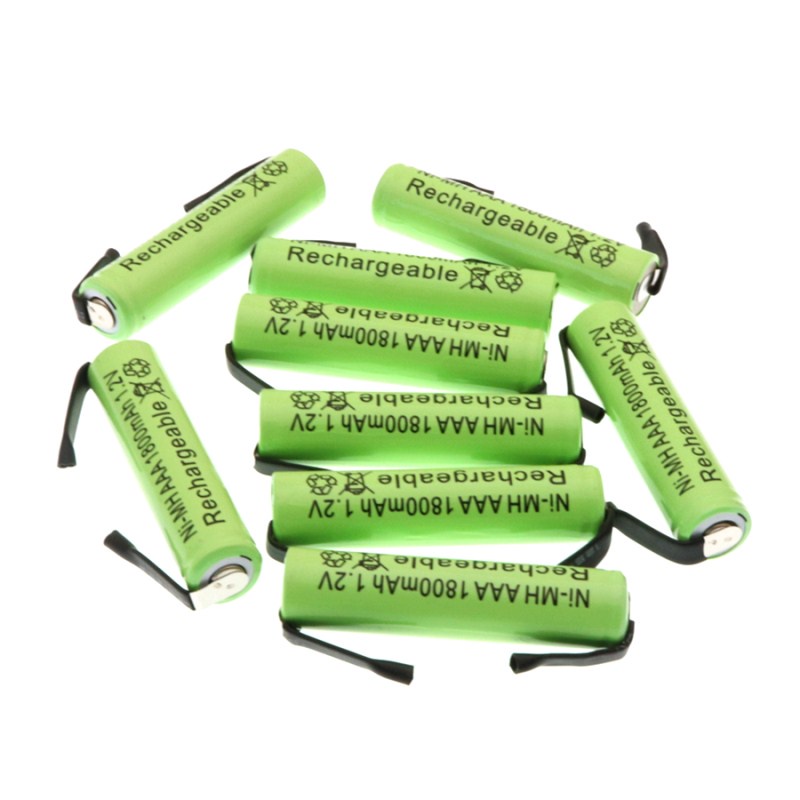 Ni-Mh 1.2V AAA Rechargeable Battery Cell, 1800mah, with Solder Tabs for Philips Braun Electric Shave