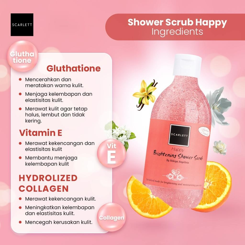 ★ BB ★  Scarlett Whitening Happy Body Series | Body Serum - Body Scrub - Shower Scrub - Body Lotion - Body Cream