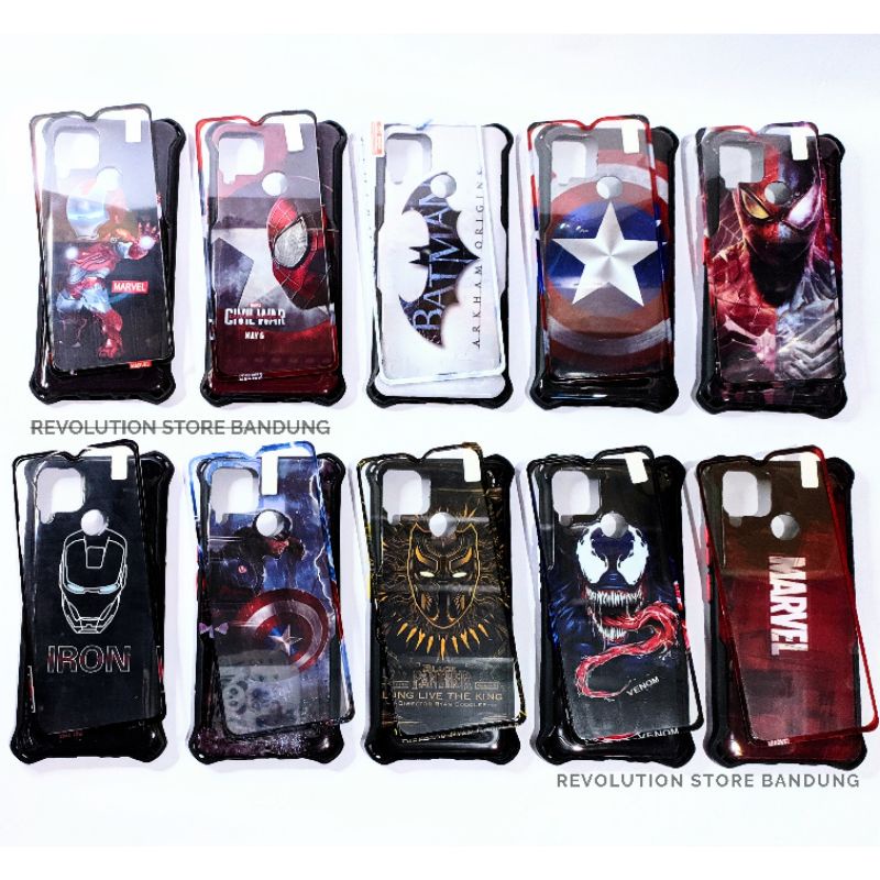 Silikon HP Realme C12 C15 Motif Superhero Spiderman Iron Man Batman Venom Captain America Black Pant