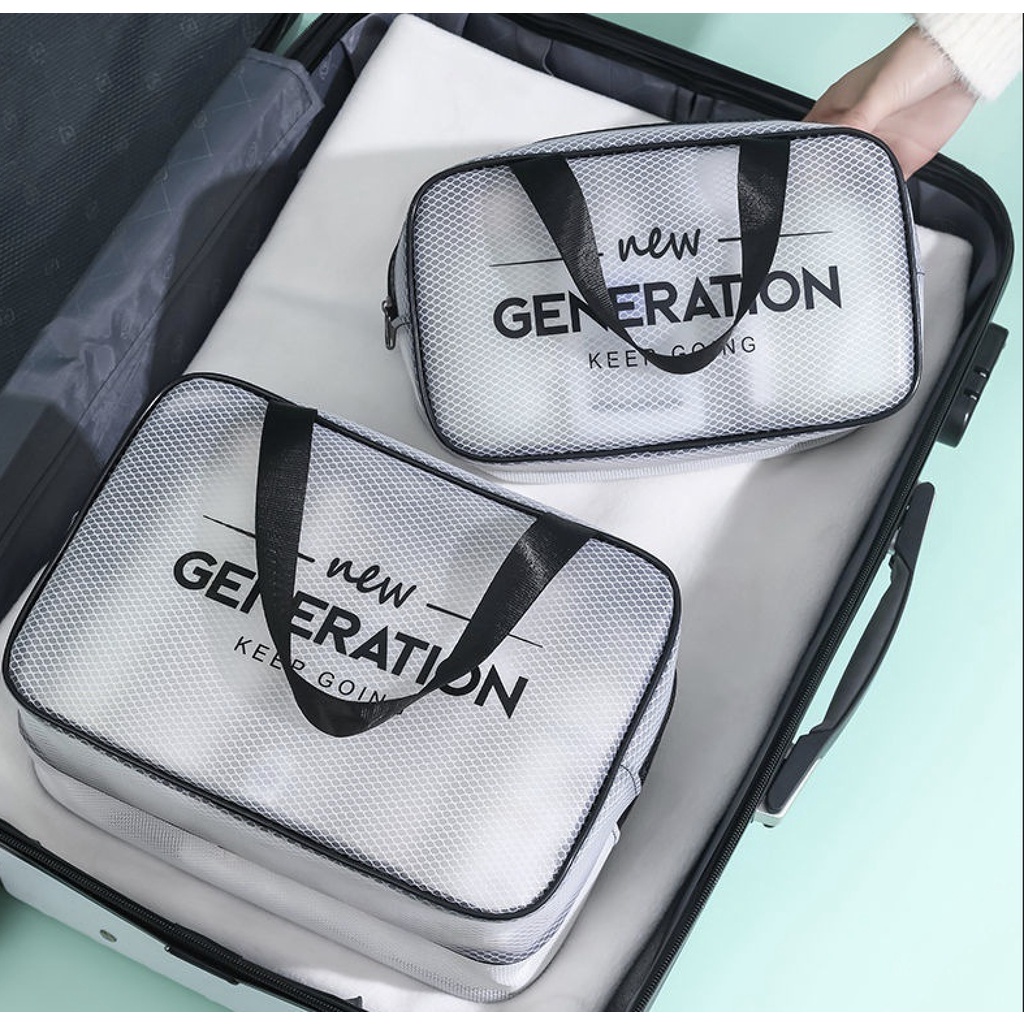 WRF90 Tas Kosmetik New Generation Bahan PVC  Kulit PU Waterproof Transparant Impor TKM