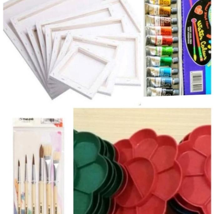 

Paket lukis 4 (kanvas 20x20,kuas,palet,cat air)