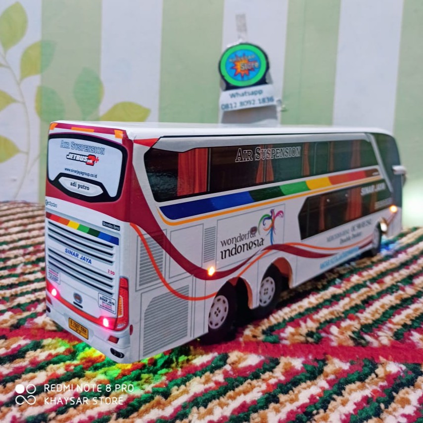 miniatur Bus bis /mainan bus bis Sinar jaya double decker + Lampu