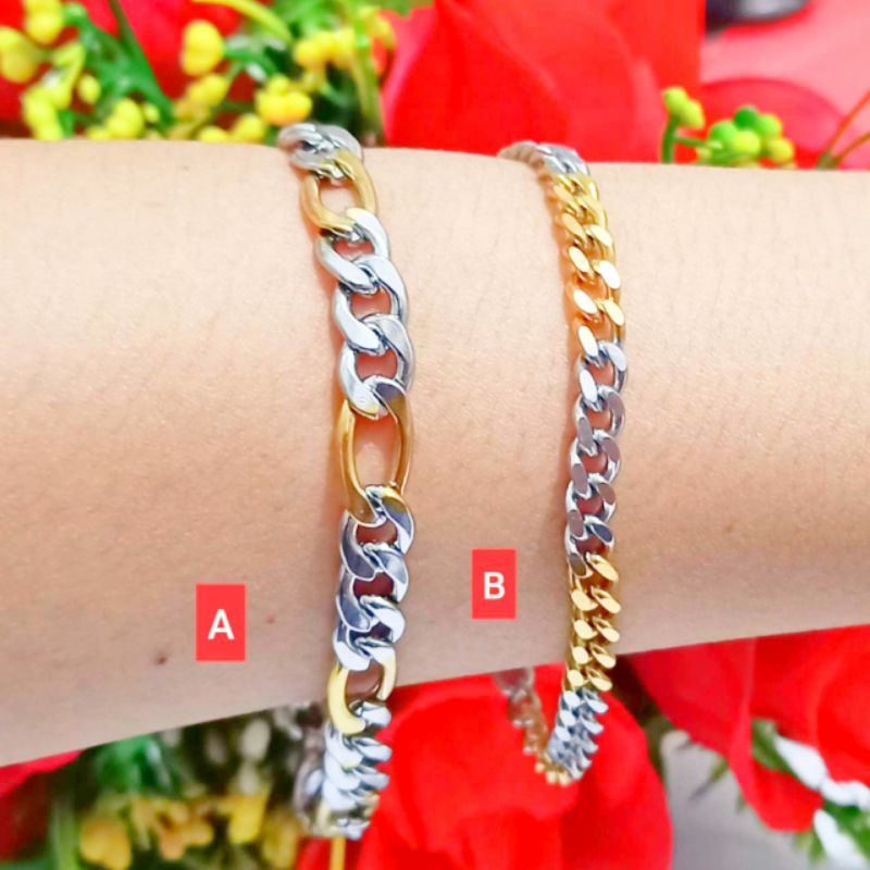 *COD* Gelang TITANIUM Rantai Kombinasi warna Pria wanita TIDAK LUNTUR,TIDAK KARAT