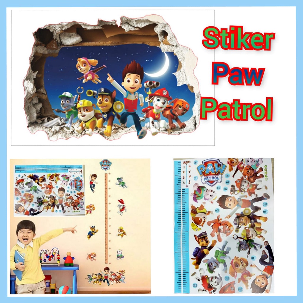 WALLSTICKER PAW PATROL UTB DOG POLISI POLICE POLIS STICKER SETIKER STIKER WALL STIKER KARAKTER KARTUN PENGUKUR TINGGI BADAN DEKORASI DINDING TEMBOK RUANG BELAJAR BERMAIN RUANG TIDUR KAMAR ANAK CEWEK COWOK PINTU LEMARI