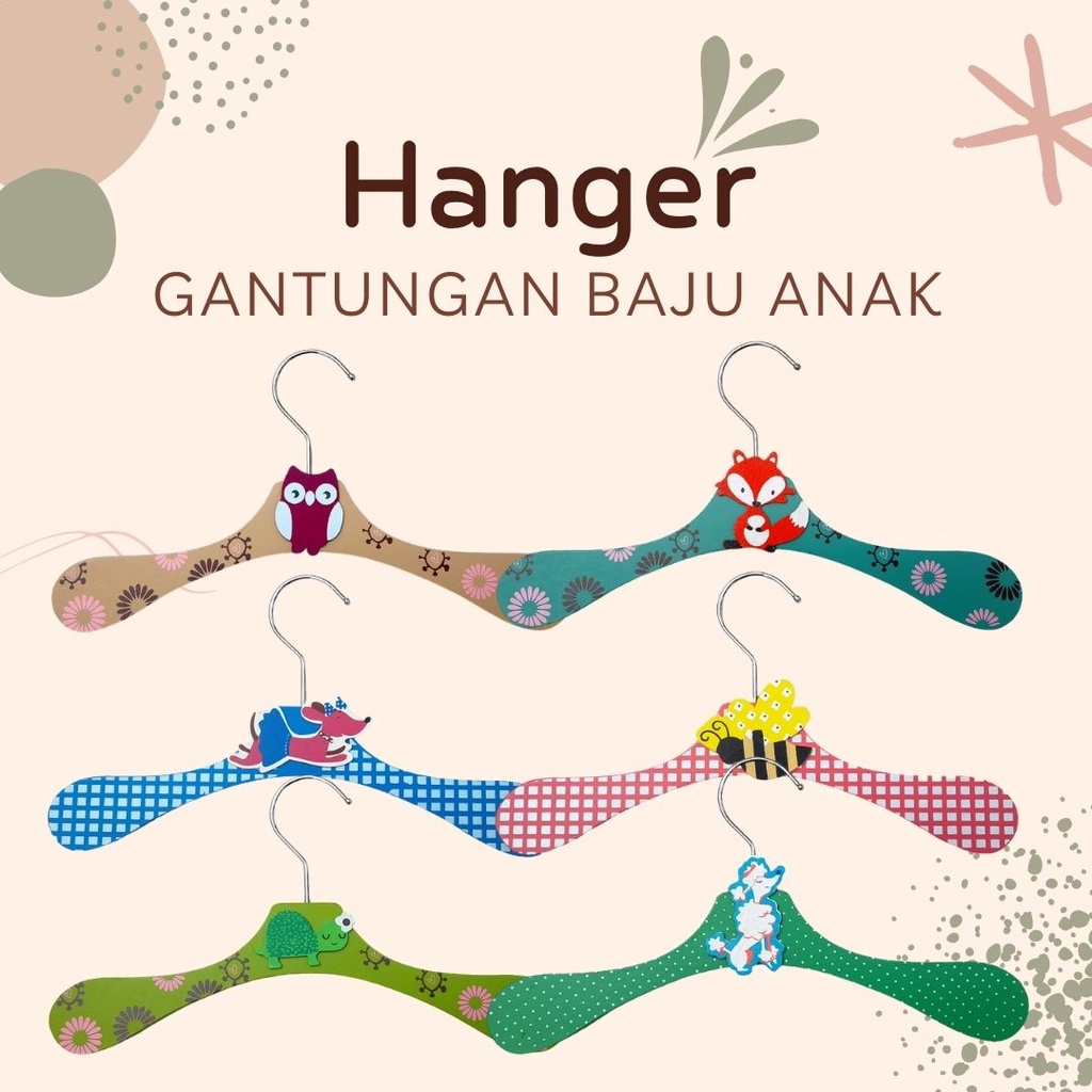 Hanger Baju Anak Bahan Kayu Motif Animal Import Lucu Gantungan Baju Anak Hewan Wooden lion giraffe elephant