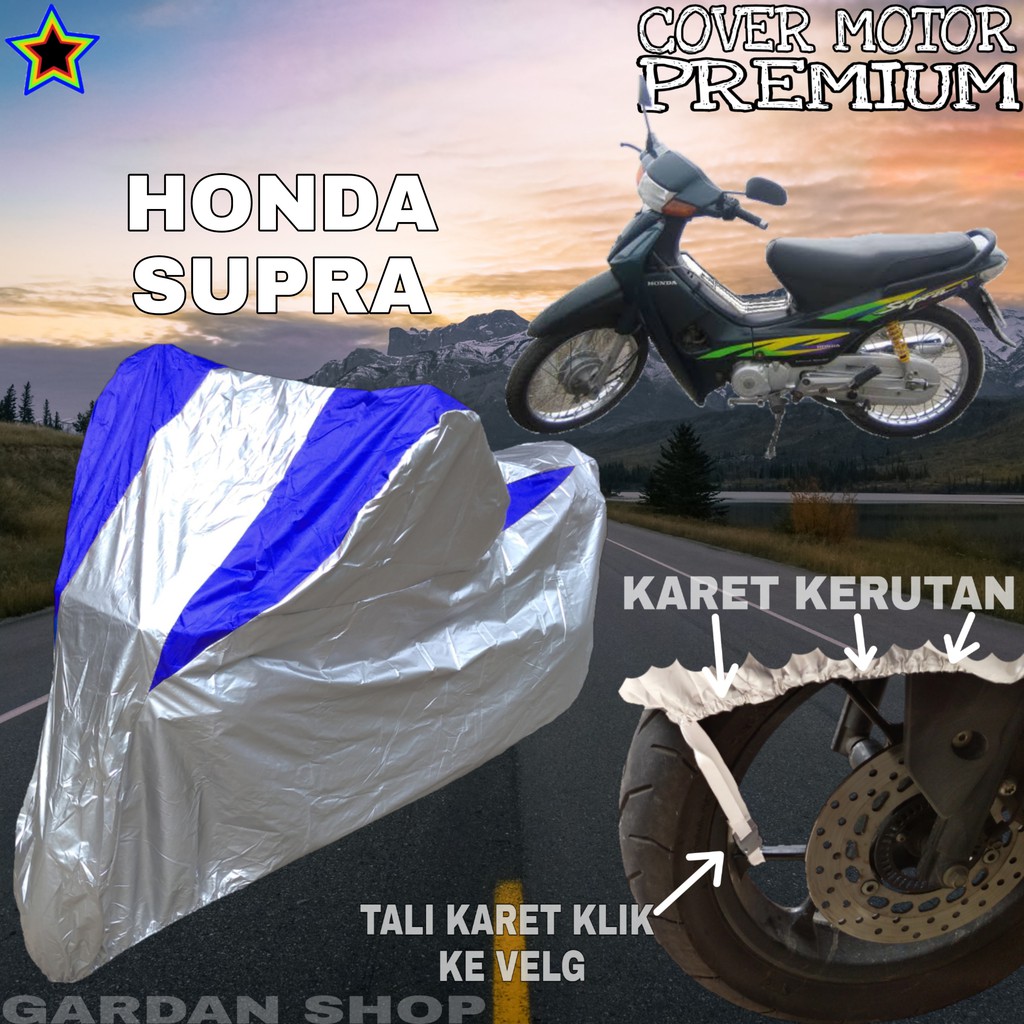 Sarung Motor HONDA SUPRA Silver BIRU Body Cover Penutup Motor Honda Supra PREMIUM