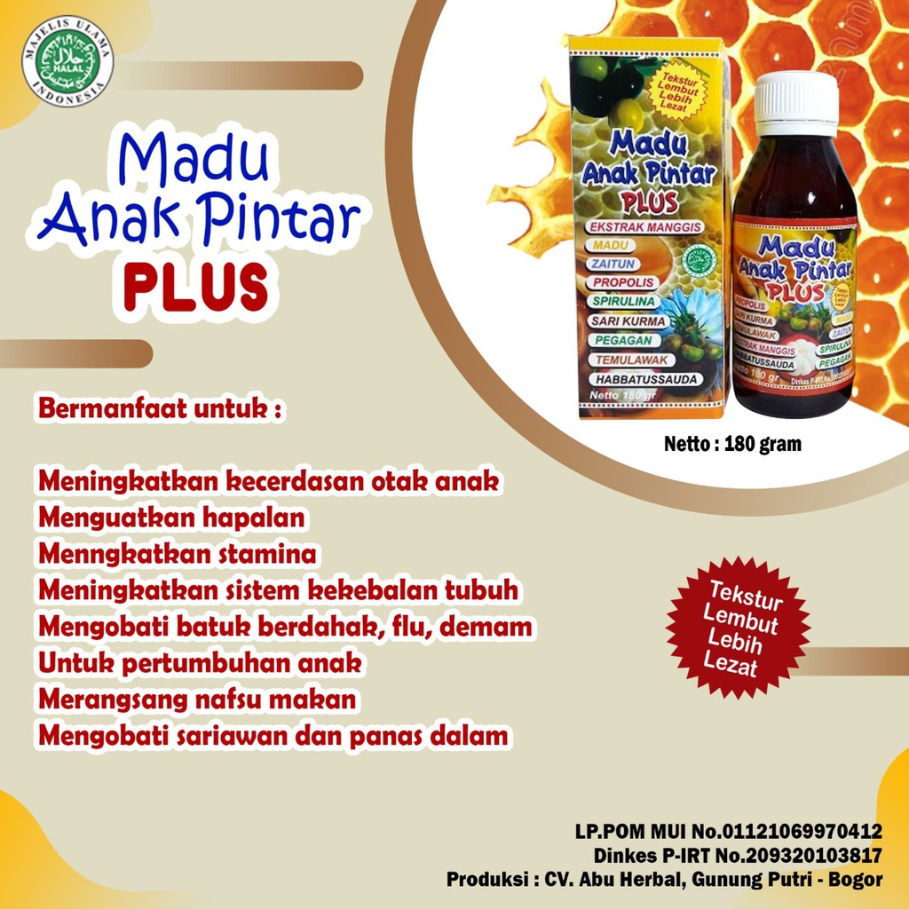 Madu Anak Pintar plus / Madu Herbal Original