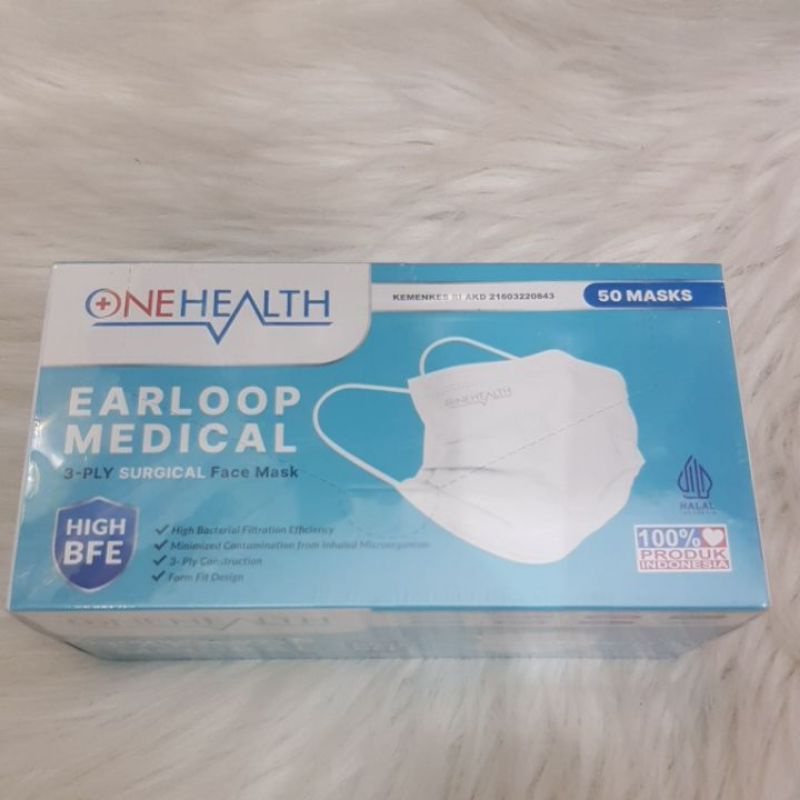 Masker Medis Onehealth earloop/karet 3Ply isi 50 Pcs