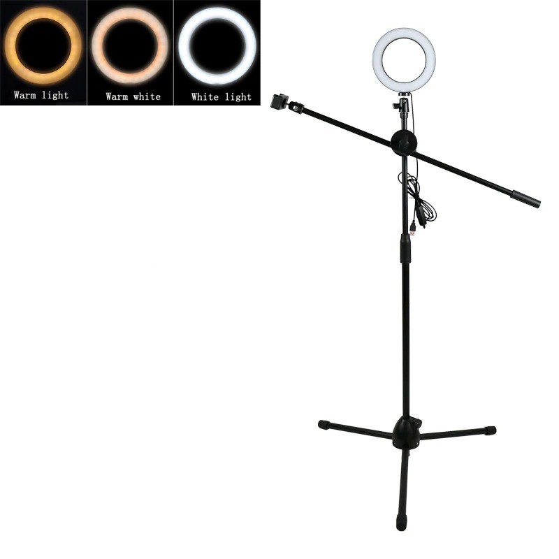 Tripod Stand Holder Smartphone Boom Arm &amp; Ring Light - CN-171 - Black