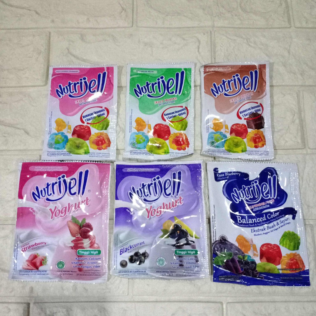 Nutrijell Yoghurt Yogurt Balanced Color Jelly Powder Ekonomis Kecil Jeli Serbuk Instan Agar Agar Puding cincau kurma ajwa kelapa muda nutri jell