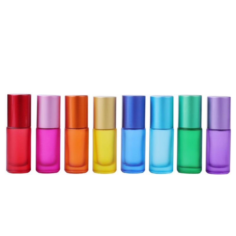 Botol Kaca Roll On 5ml Frosted Doff TEBAL Essential Oil Parfum Parfume Thick Bottle Roller Colorfull