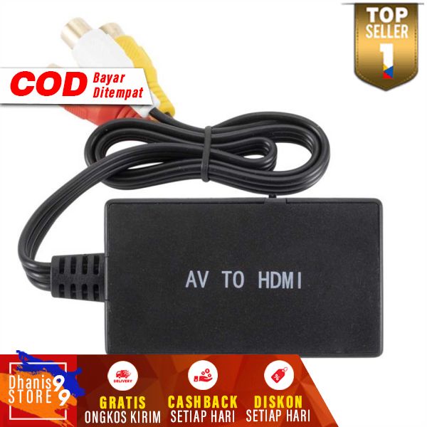 Adapter Video Audio Konverter AV RCA to HDMI 1080P Adaptor Sinyal Analog to Digital RCA ke HDMI Converter