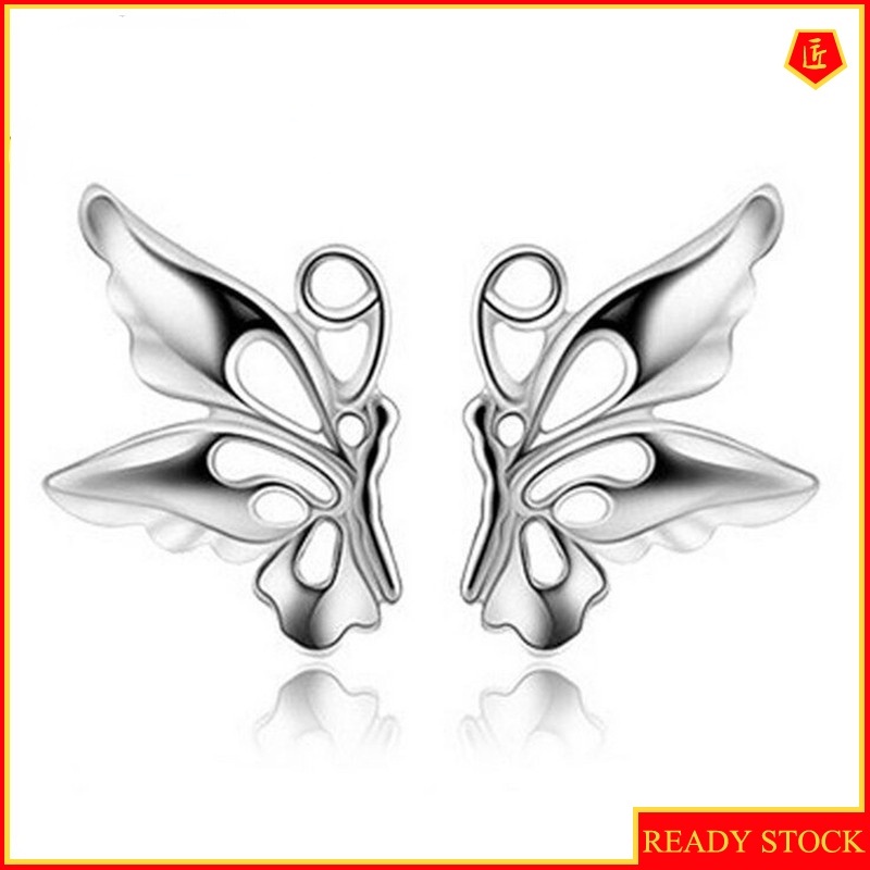 [Ready Stock]Delicate Silver Small Butterfly Stud Earrings for Women