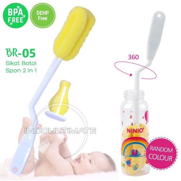 Sikat Botol susu Bayi 2in1, 4in1, 7in1 Sikat Spon pembersih botol susu bayi Random Colour