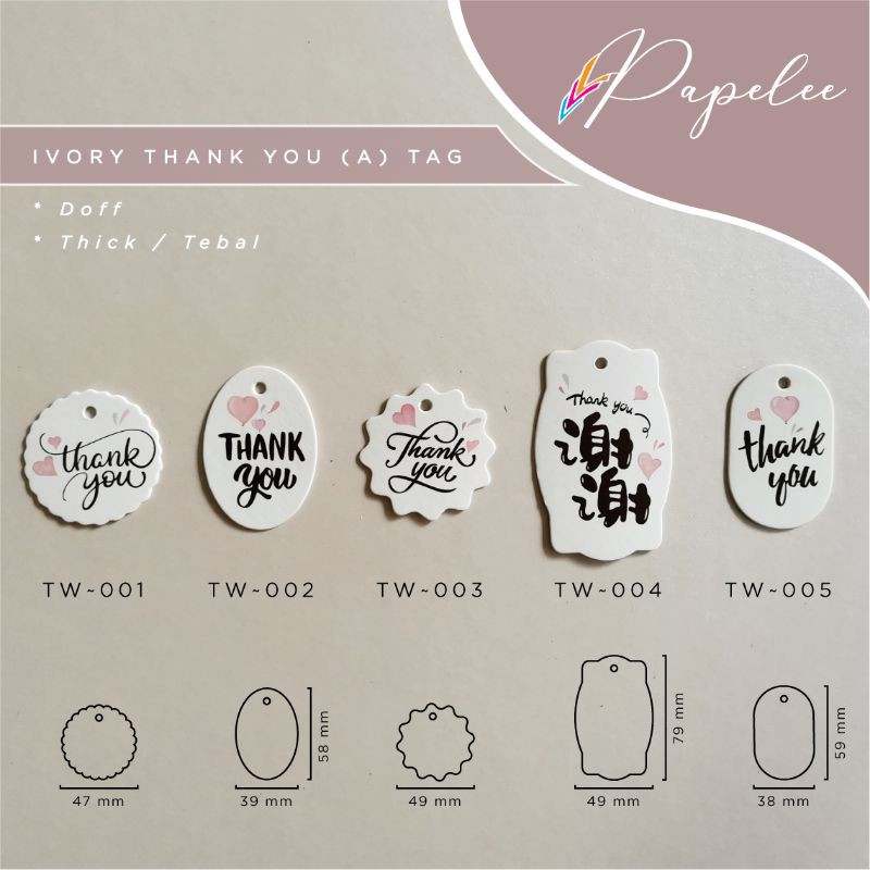 

Ivory Thankyou Tag Tebal | Thank You Tag | Gift Tag | Tag Hampers