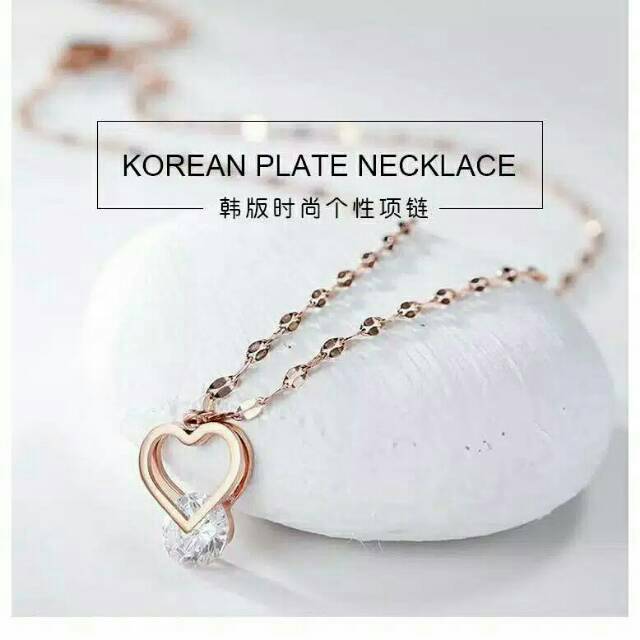 GG kalung Aksen Berlian Love Rantai Ulir Titanium lapis Emas 18k#KL-174