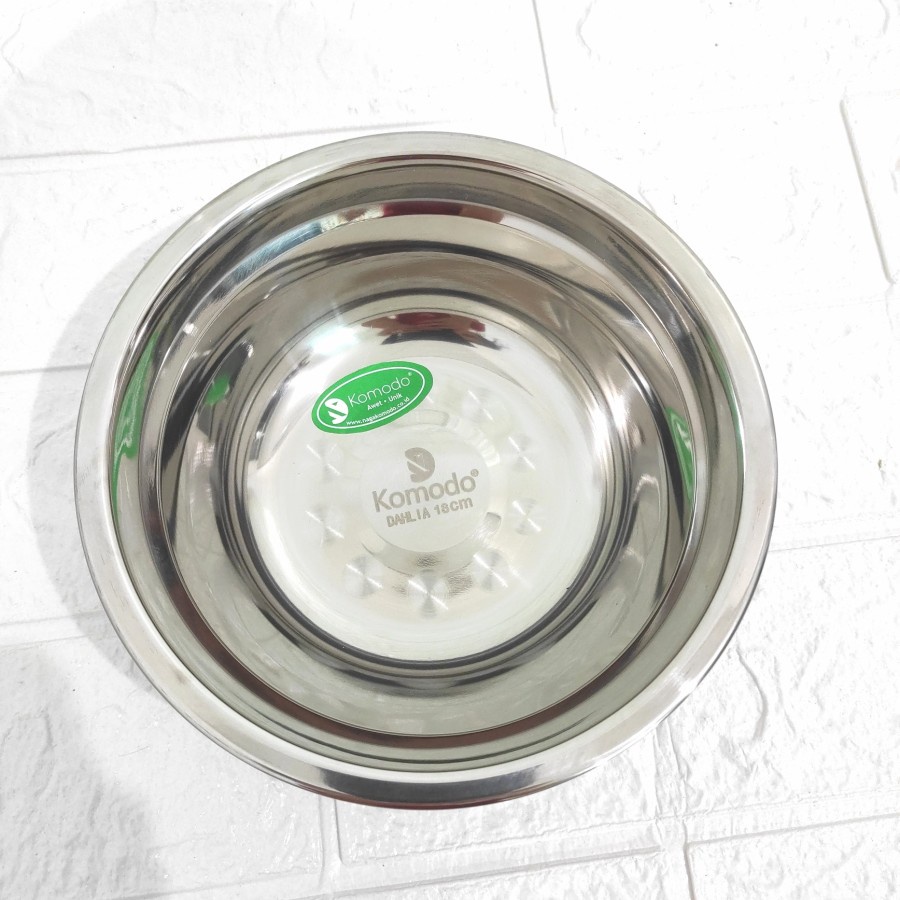 Mangkok Komodo DAHLIA Stainless 18 cm Kobokan Ceper Dalam Baskom Tim
