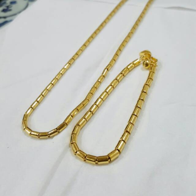Set Perhiasan Lapis Emas Model Bambu (Gelang+Kalung)