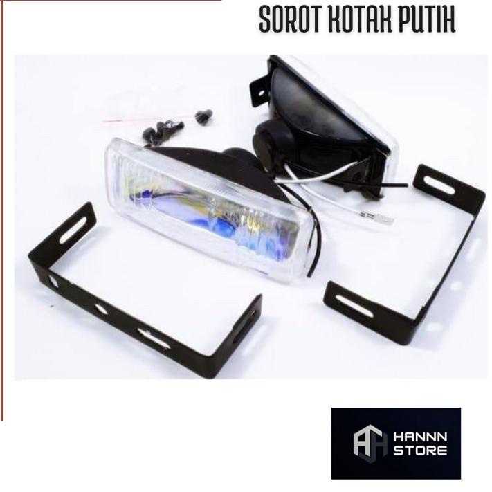 Tidak Diragukan.. LAMPU KABUT FOGLAMP MOTOR MOBIL KOTAK BULAT KUNING / PUTIH / LAMPU TEMBAK HALOGEN