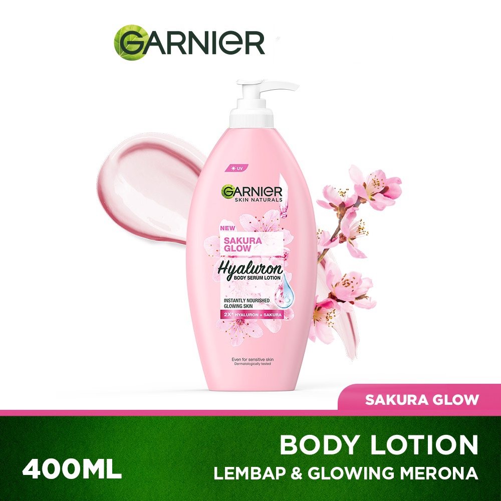 GARNIER SAKURA Glow Whitening Serum Milk UV Body Lotion 400mL