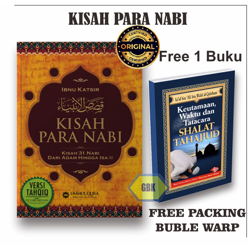 Kisah Para Nabi ORIGINAL Ummul Qura (Free 1 Buku Keutamaan waktu dan tata cara shalat tahajjud)