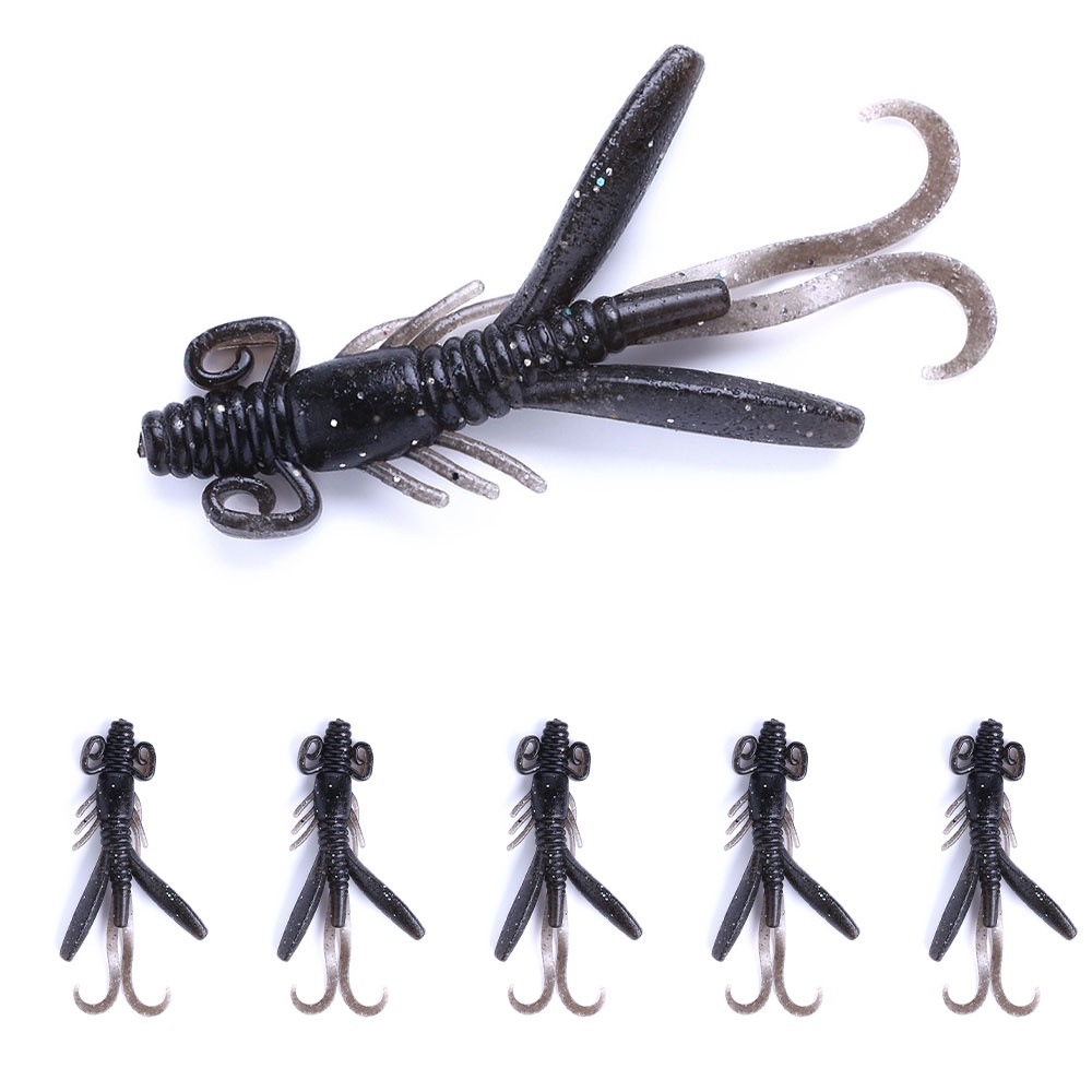 Hengjia 5pcs / Kantong Umpan Pancing Bentuk Udang Bahan Karet Plastik Lembut 12g 9cm Insect soft lures