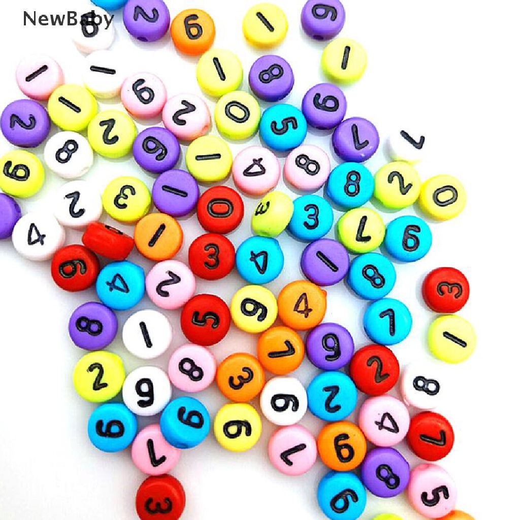 NewBaby 100Pcs Childhood Education Letter Digit Acrylic Alphabet Beads Jewelry Making ID