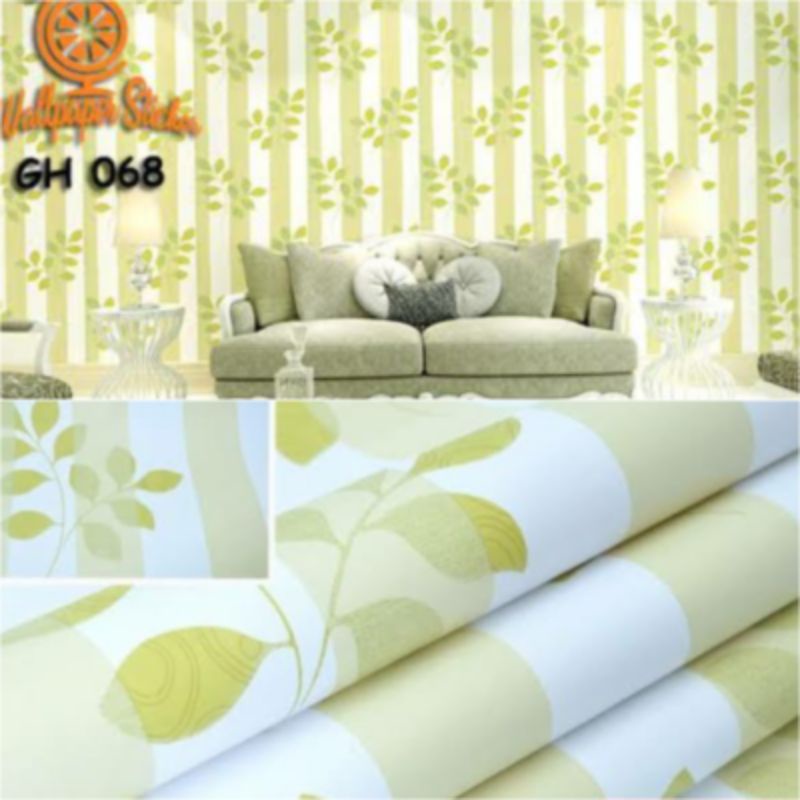 wallpaper stiker dinding motif salur gambar daun