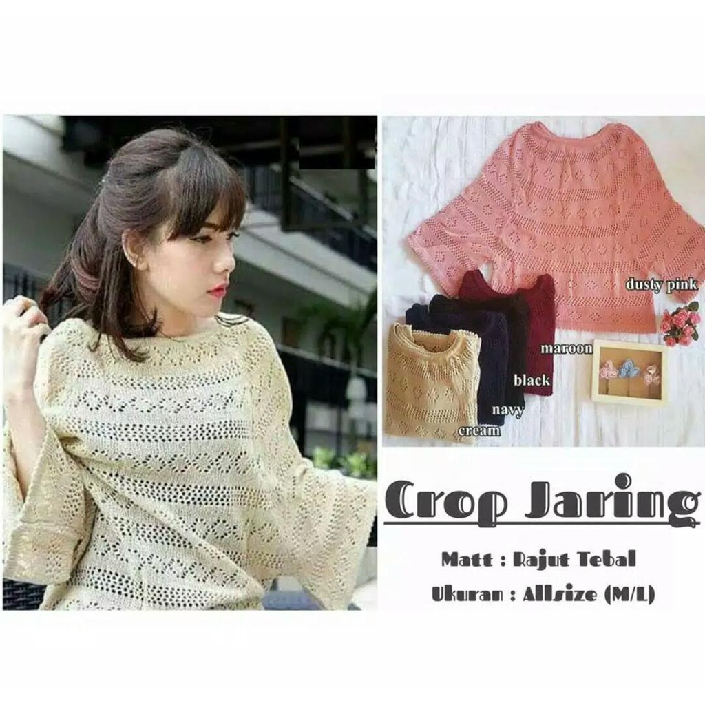 Baju Atasan Wanita Crop Jaring