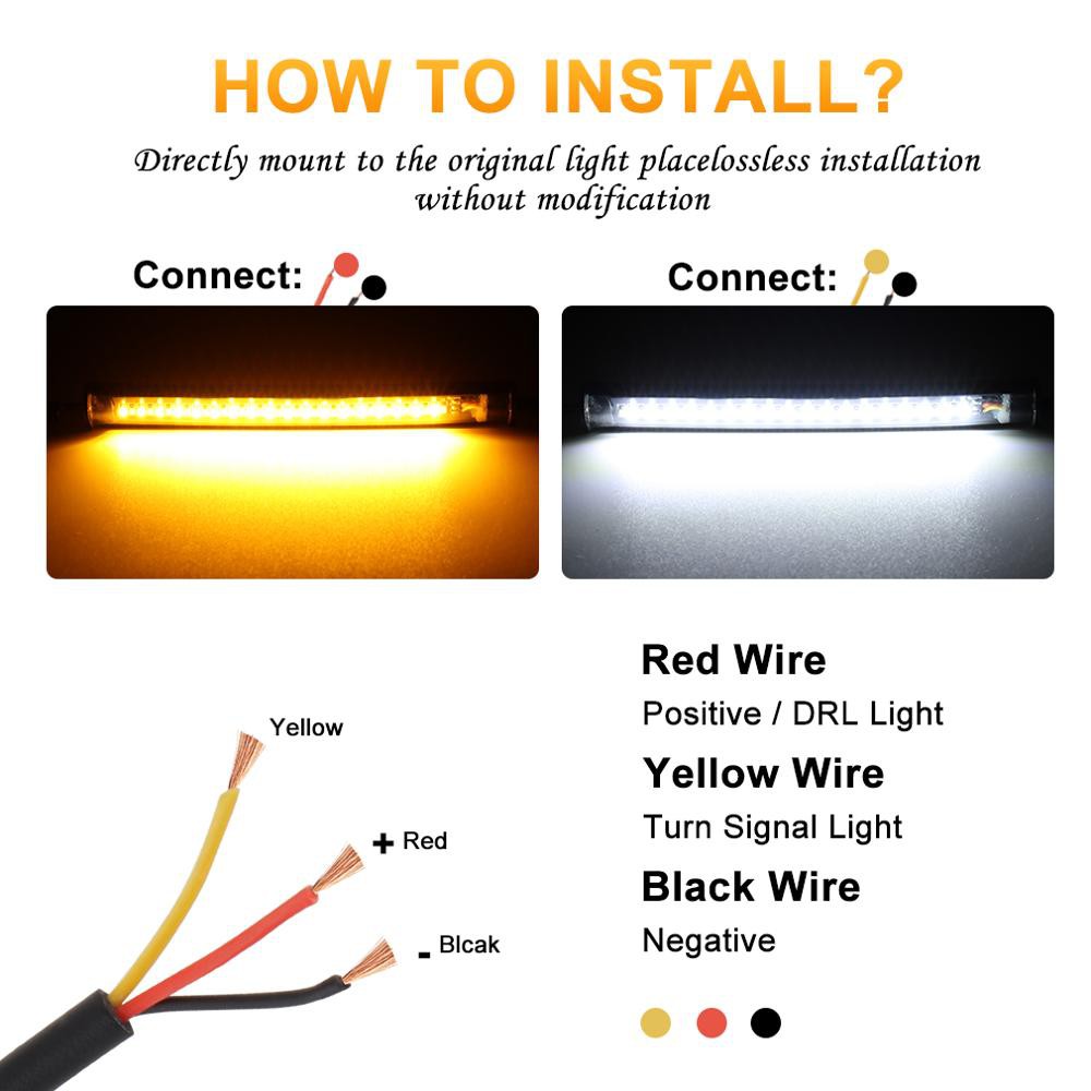 1 Pc Universal LED Sepeda Motor Lampu Sein &amp; DRL Amber Putih Moto Flasher Cincin Garpu Strip Lampu Berkedip Blinker 12V