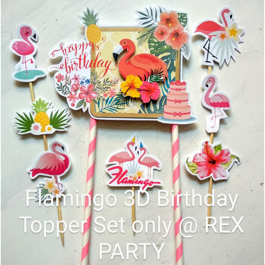 Flamingo Cake Topper/Topper Kue Flamingo/Cake Topper Birthday 3D
