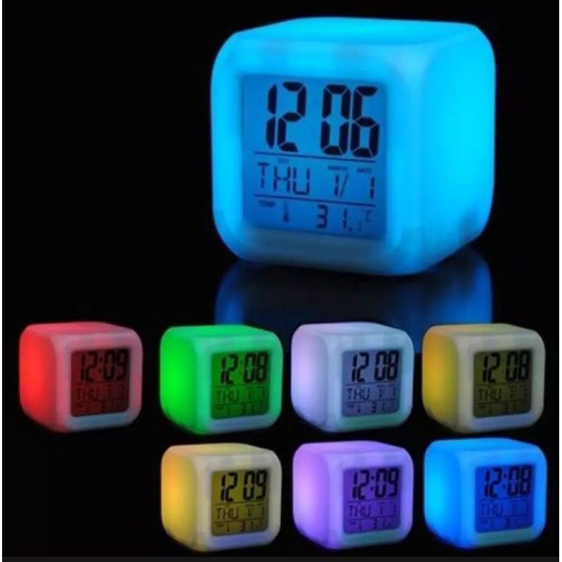 Jam Dadu Digital Rainbow berubah 7 Warna Led