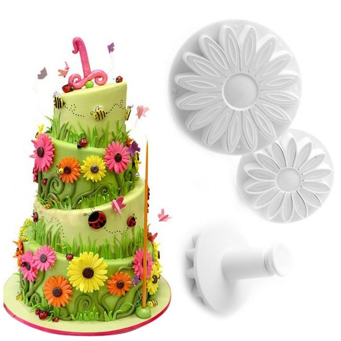 Fondant Plunger Cutter  - Cetakan Fondant Daisy Flower (3pcs)