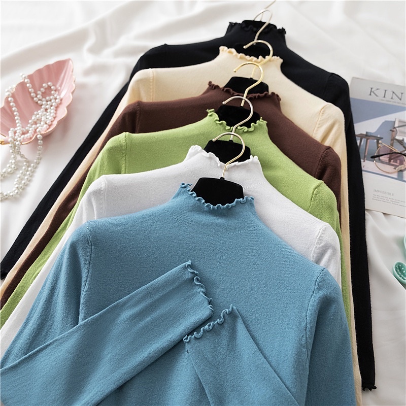 ATASAN RAJUT WANITA (baru kriwil)Baju Rajut Wanita Kaos Import Wanita Lengan Panjang /manset baju