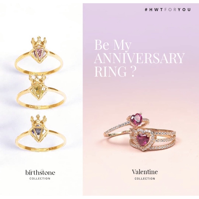 CINCIN DEWASA WANITA EMAS ASLI BIRTHSTONE HWT GOLD KADAR 375/8KARAT