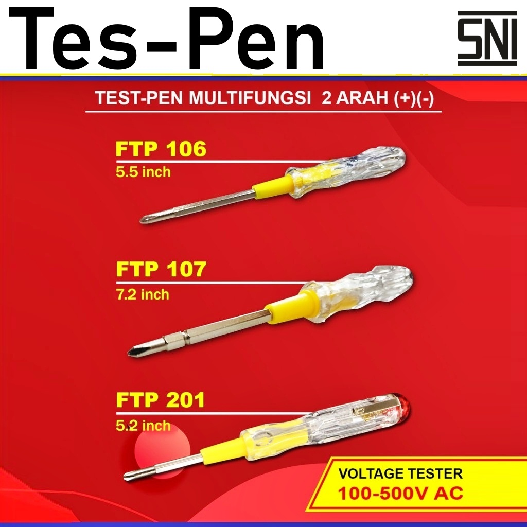 Obeng Tespen Listrik Terbaik Bolak Balik Sunfree Tes Pen Plus Minus SNI