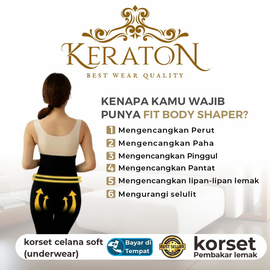 Korset Pelangsing Celana High Waist Seamless Pelangsing Paha / Pengecil Perut-Keraton